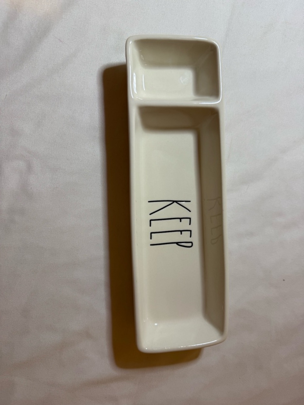 Rae Dunn Cream Ceramic Tray with Black Logo